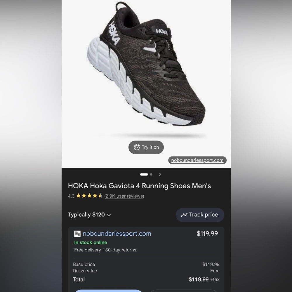 Hoka Men Gaviota 4 Black and White Sneakers